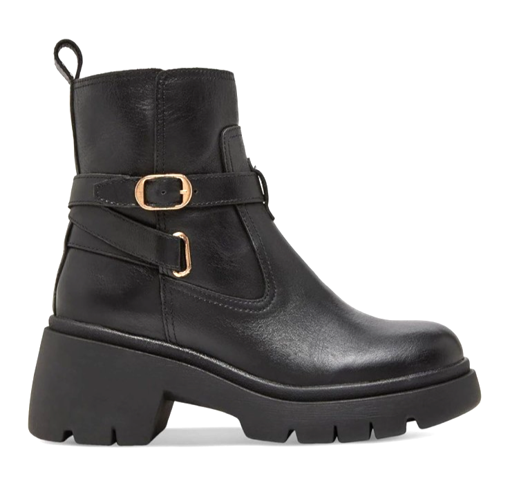 NEW Steve Madden Size 7M Black Leather Colletta Zip Up Ankle Bootie Boot