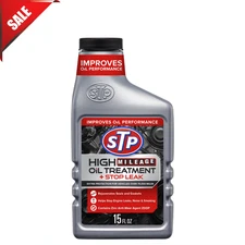 STP High Mileage Oil Treatment + Stop Leak Engine Oil Additive, 15 fl oz