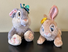 disney store 7" Bambi MS BUNNY  BABY B thumper bean bag plush toy GUC