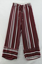 Umgee Palazzo Pants Womens Medium Red Boho Wide Leg Elastic Drawstring Baggie