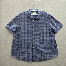 The Foundry Supply Co. Men Button Up Shirt 3XL Blue Check Short Sleeve