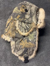Yukon Tracks True Timber  Camo Rabbit Fur Trapper Hat Size XL Hunting  Winter B5
