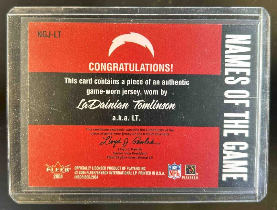 2004 Fleer Inscribed LaDainian Tomlinson Names of the Game Jersey Copper #/225 - Image 2 of 2