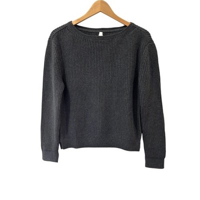 Pact Women's organic cotton luxe knit boatneck Sweater S grey NWOT