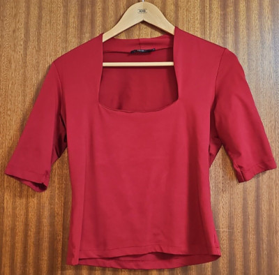 ZERO Oberteil Top Shirt Gr. 38-40 Rot Stretch Kurz