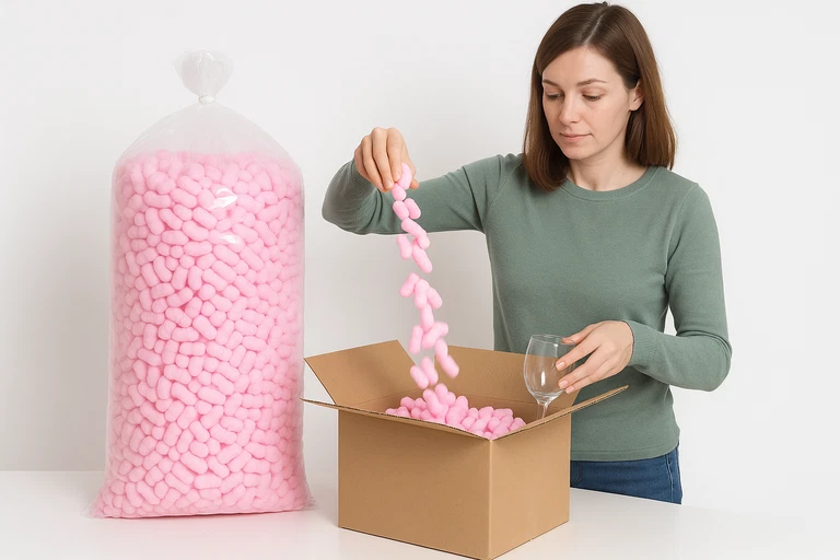 Flo-Pak ROSA verpackungschips verpackungsmaterial füllmaterial styropor 200-400l - Bild 3 von 4