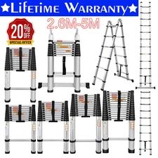 8.5' - 16.5' EN131 Extendable Aluminum Alloy Professional Use Telescoping Ladder