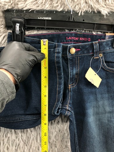 Lands' End Bootcut Jeans Size 8 Girls Dark Wash Blue Adjustable Waist - Picture 4 of 13