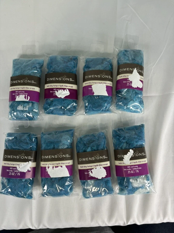 8 Turquoise Curly Roving Felting 100 percent Wool Dimensions Needle .25 ounces - Image 3 of 4