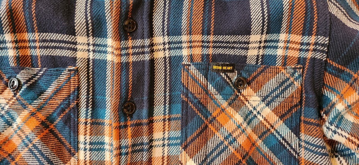 Iron Heart Ultra Heavy Flannel Work Shirt - Navy Crazy Check Iron Heart Ultra Heavy Flannel Work Shirt - Navy Crazy Check