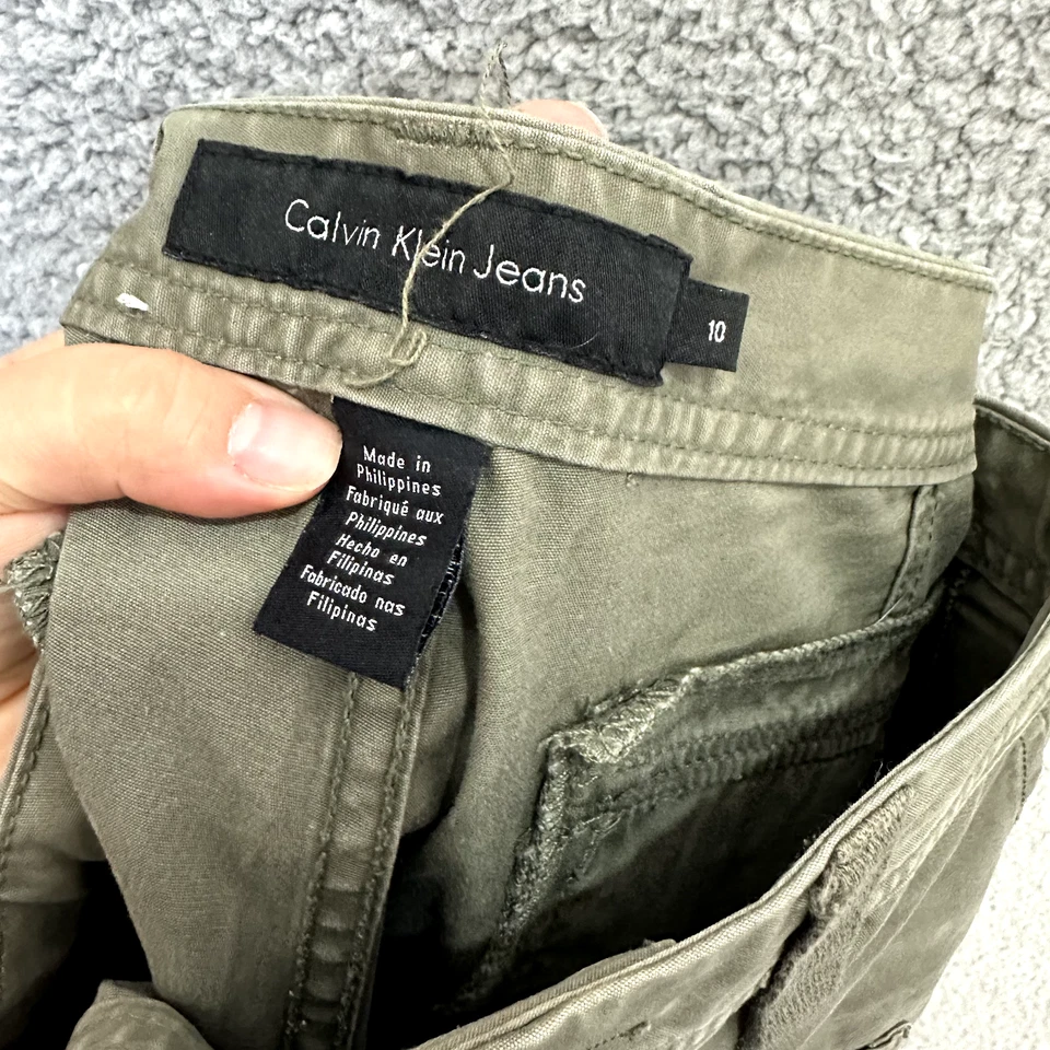 Pantalones cargo Calvin Klein Jeans 10 verde oliva utilitarios Y2K grunge de colección ropa de calle Foto 3 de 4