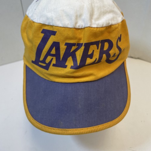 VINTAGE Los Angles Lakers Cloth Stretch HAT CAP Painters Style Made In Taiwan - Picture 6 of 9