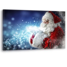 Santa Claus Magic Sparkle Christmas Decoration Canvas Wall Art Picture Print