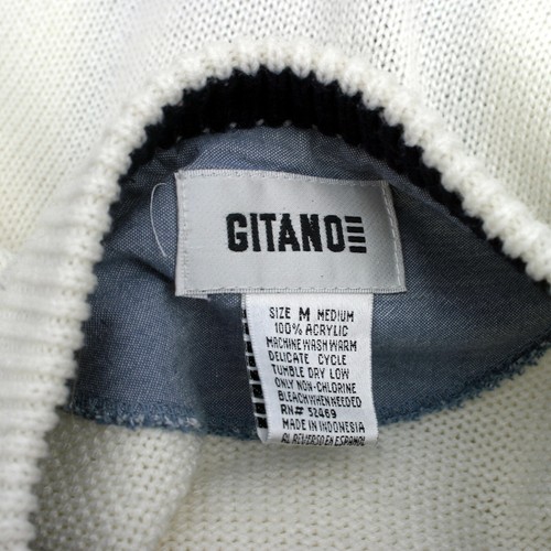 Gitano Mens M Burgundy, White and Blue Pullover Sweater SEE MEASUREMENTS FOR FIT - Picture 3 of 3