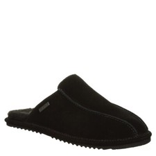BEARPAW Men's Pierre Black Suede Slippers Wool Lined 2538M Size 10/New in Box