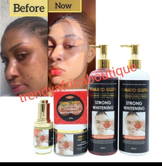 5pcs Tomato gluta Body lotion, face cream, soap, shower get and serum