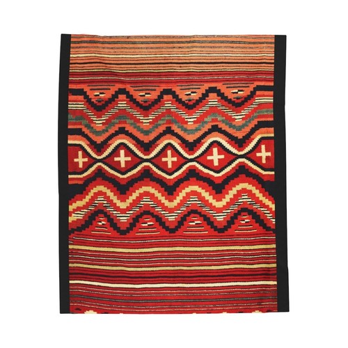NAVAJO CHILD BLANKET 1800s Reprint Velveteen Plush Native American Indian - Picture 5 of 5