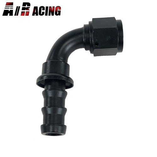 Universal AN10 AN-10 90 Degree Push On/ Push Lock Hose End Fitting Adapter Black - Foto 3 di 6