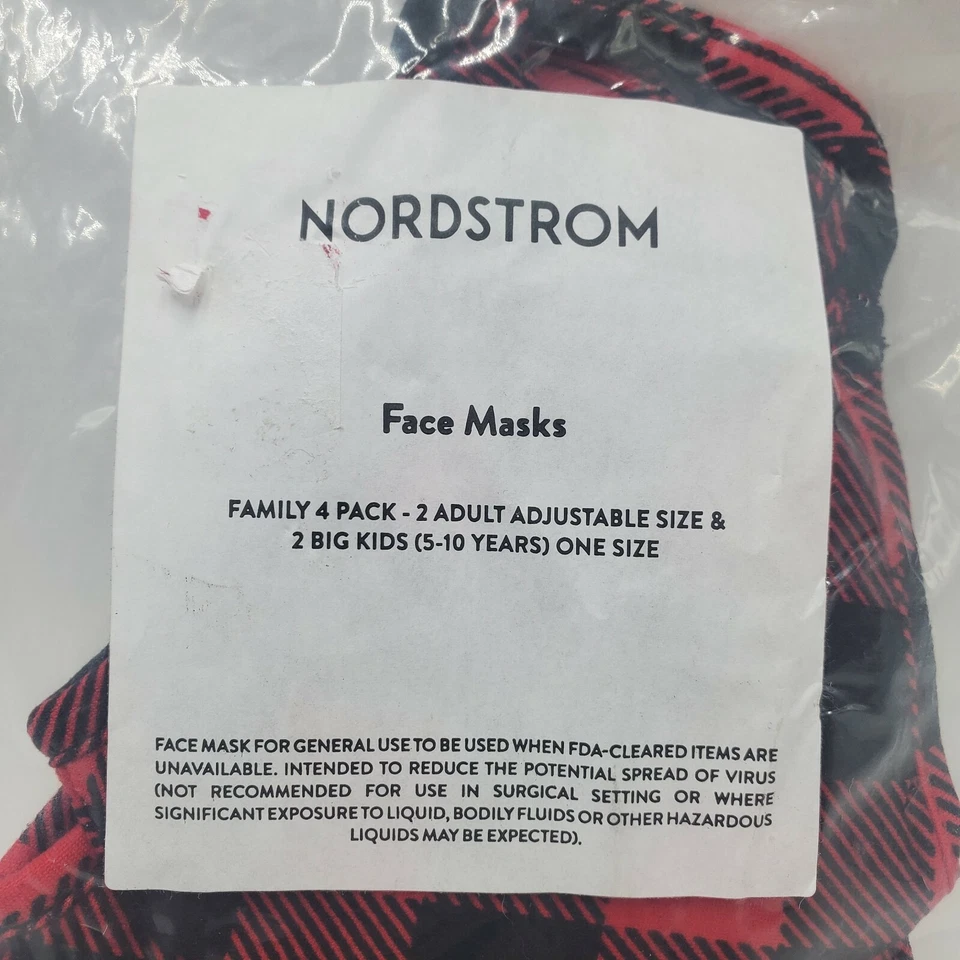 Nordstrom Family 4 Pack Washable & Reusable Flannel Face Masks 2 adult 2 childs - Image 2 of 4