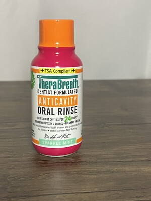 (5 pack) TheraBreath Anticavity Oral Rinse 3 fl oz Sparkle Mint Travel Size NEW