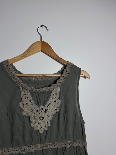Mini Vestido Ewa I Walla Gris Claro Encaje Sin Mangas Lagenlook Talla S - Imagen 5 de 12
