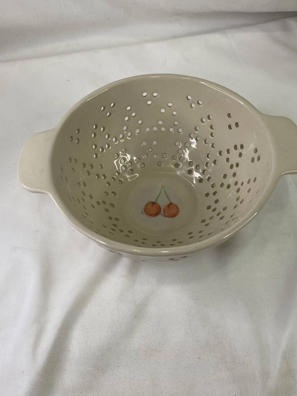 Rae Dunn Orchard Colander Cherries by Magenta Rare Ceramic Strainer Kitschy