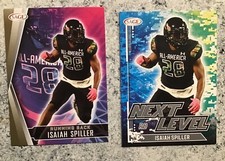 2022 Sage Hit Draft Isaiah Spiller Silver 2 card LOT Base #21 + Next Level #62