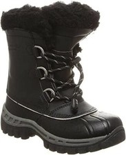 BEARPAW Youth Kelly Black Big Kids Winter Boot Size- 4
