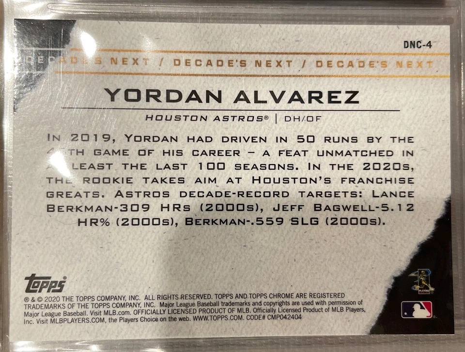 DUO Yordan Alvarez ‘20 Topps Chrome Update Rookie Debut & Decades Next Refractor - Image 4 of 4