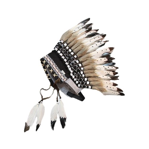 Feder Kopfschmuck Stirnband, verstellbare Kopfbedeckung, Häuptling Indianer Hut - Bild 9 von 13