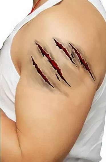 Realistic gory claw mark temporary tattoo by Inkwear for Halloween and FX |  eBay