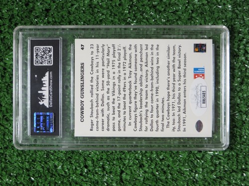 TROY AIKMAN ROGER STAUBACH SIGNIERT DALLAS COWBOYS PLATTEN FUSSBALL 91 UD KARTE JSA - Bild 4 von 6