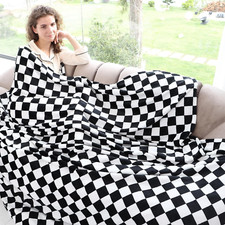 Warm Blanket Soft Cozy Throw Blanket Checkered Fleece Throw Blankets for