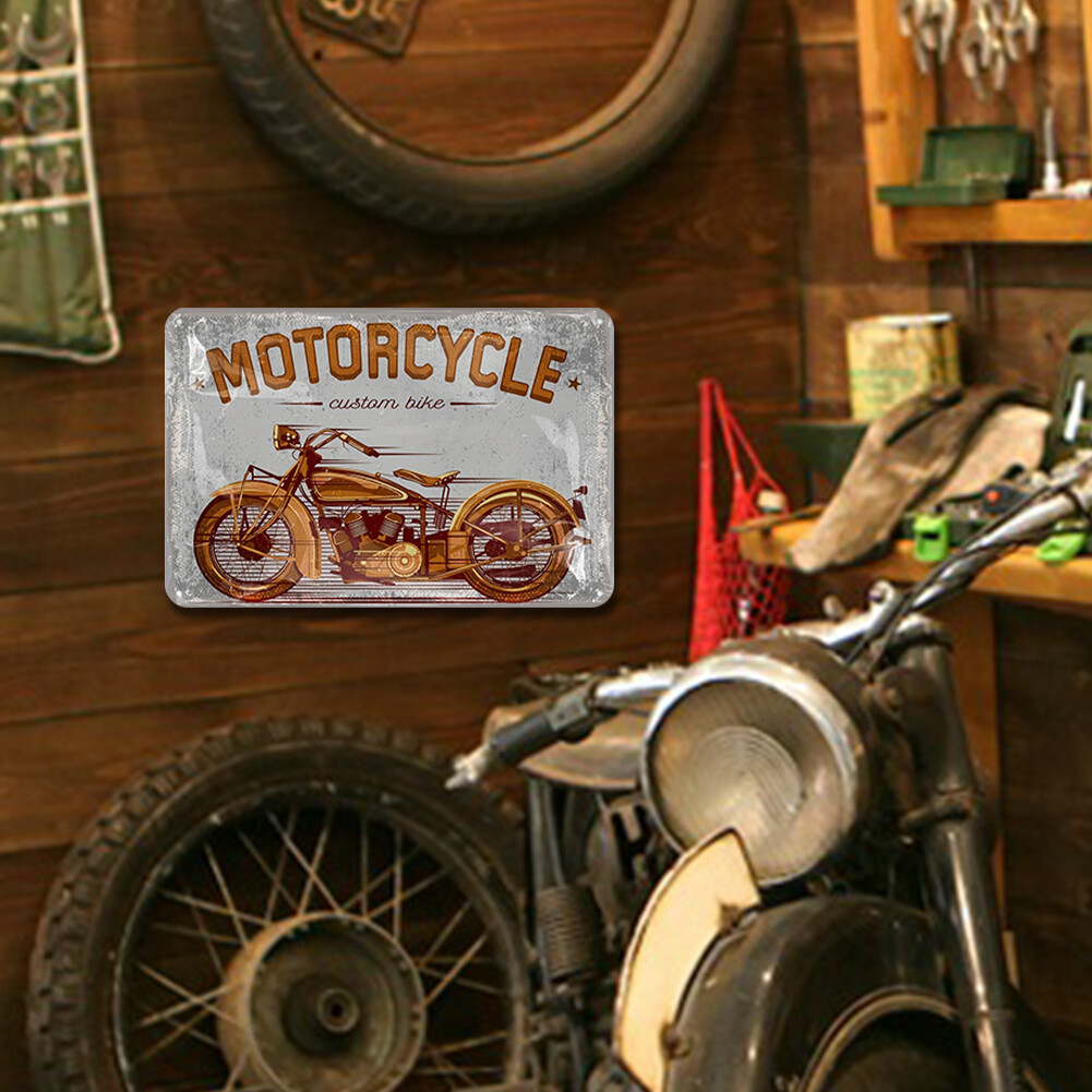 Vintage Metal Plate Retro Motorcycle Rectangular Iron Painting Wall Art ...