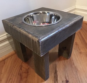 rustic dog bowl holder