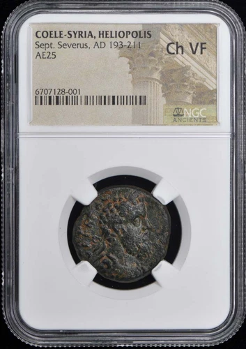 Sept. Severus AD 193-211 COELE-SYRIA HELIOPOLIS AE25 NGC VF30
