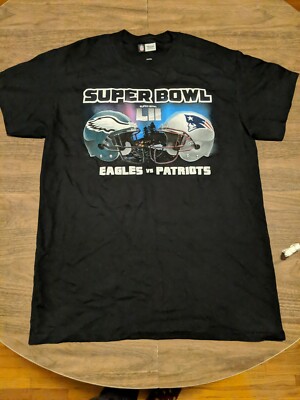 Super Bowl LII 52 2018 Eagles VS Patriots Medium Black T-shirt