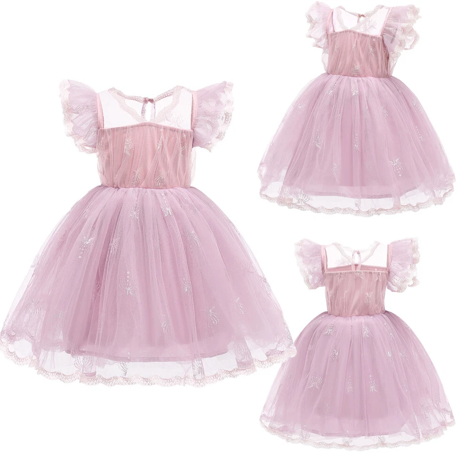 2-10 años Flor Niños Niña Tutú Princesa Vestido Cumpleaños Boda Fiesta Concurso Vestido Foto 2 de 4