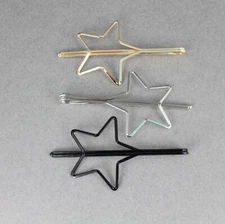 set 3 gold silver black star bobby outline bobbi pins clip barrette hairpin