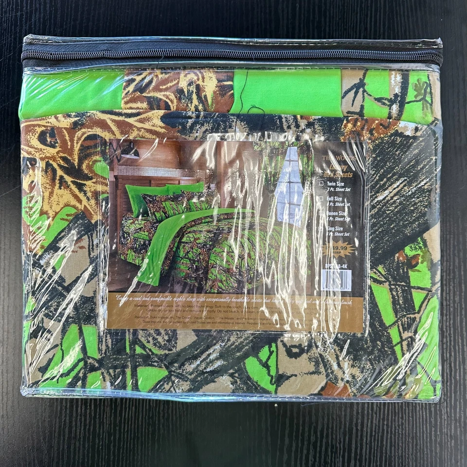 Juego de sábanas KING camuflaje verde 6 piezas, microfibra suave - 4 fundas de almohada Foto 4 de 4