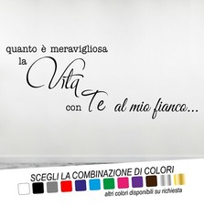 Adesivo Murale Frase VITA MERAVIGLIOSA Wall Sticker AMORE LOVE Wall Tattoo