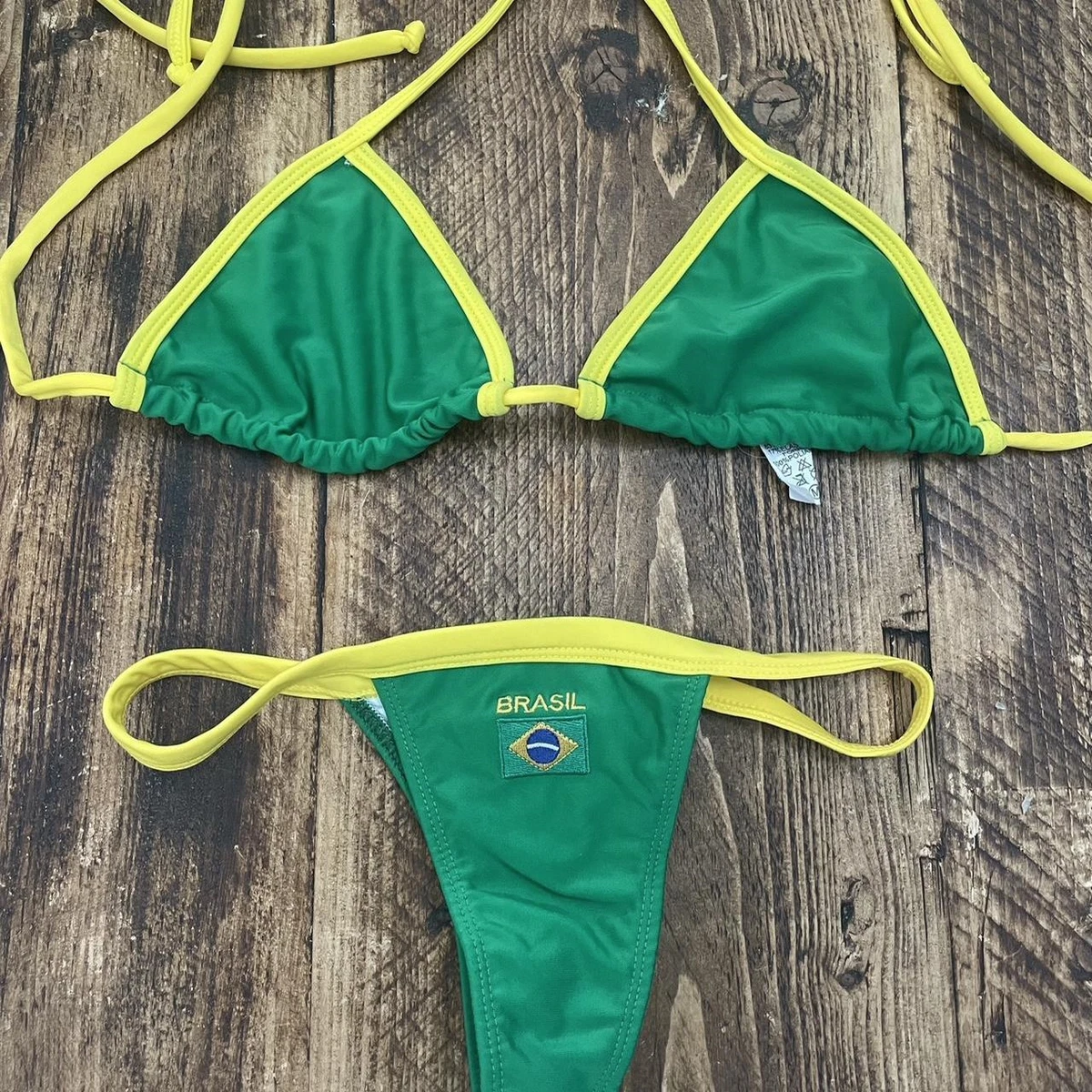 Brazil Bikini Set - Green Yellow Micro Bikini - Maneskin Vic De Angelis