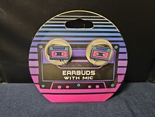 Tech 4 You- EARBUDS with Mic Cassette Tape Image NEW IN PACK FREE SHIPPING