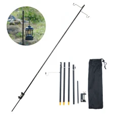Folding Camping Folding Lamp Portable Lamp Stand With 2 Hook for Camping Fishing