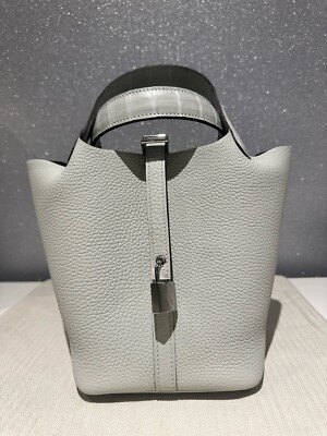 Hermès Picotin Bag Al be Gris Neve Clemence and Matte Alligator