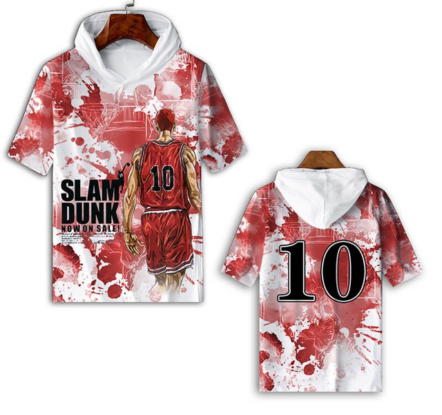 Anime SLAM DUNK Cosplay T-Shirts Men's Full Color Short Sleeve TEE S