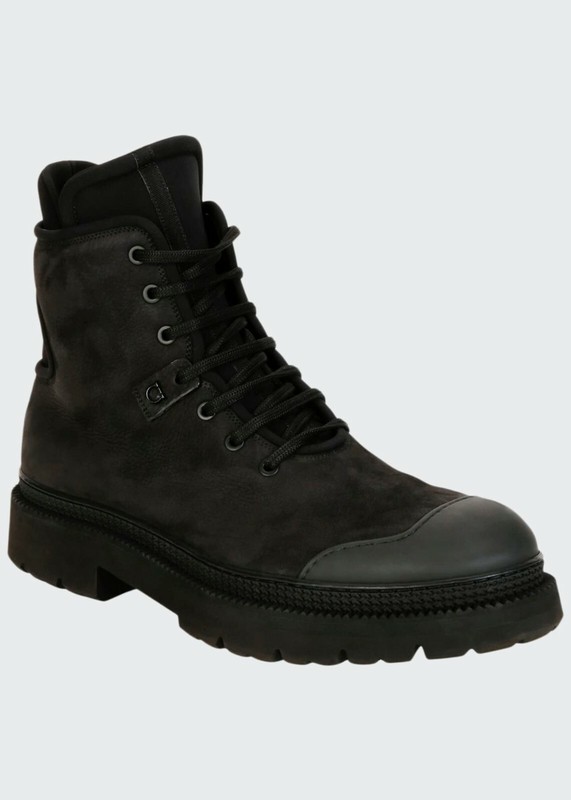 100% AUTHENTIC NEW MEN FERRAGAMO TOLK 2 BLACK SUEDE HIKING BOOTS US 8.5 D