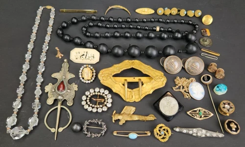 Antique Victorian & Art Deco Estate Jewelry Lot Gold Filled Sterling Jet Lot #1
