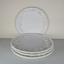Lot Of 4 Pier One Pomegranate Dinner Plates 11” White Fruit Italy Ceramic