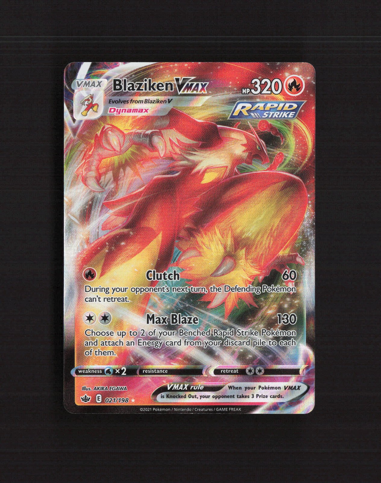 Blaziken VMAX 021/198 Chilling Reign Ultra Rare Holo Pokemon Card NM